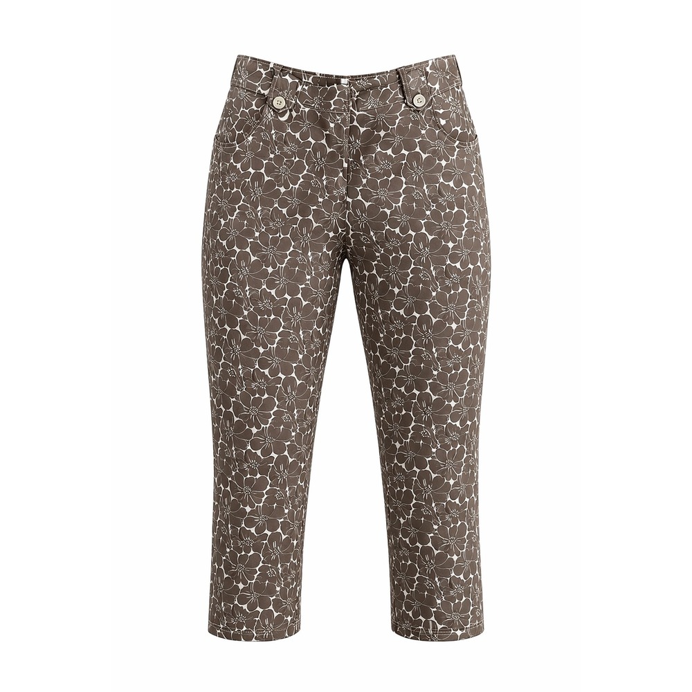 Boden cropped ankle women‎ 14 Brown Floral Pants capri Stretch boho preppy retro